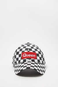 women checkered embroidered dad cap