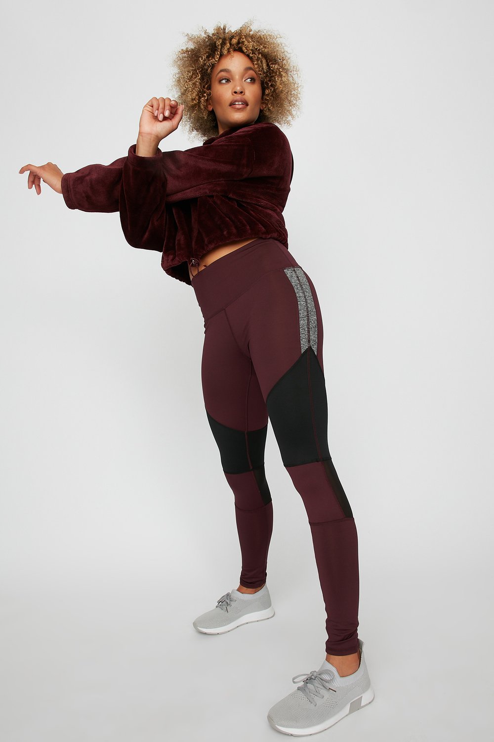 women activewear colour block mesh active legging