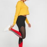 women activewear colour block mesh legging