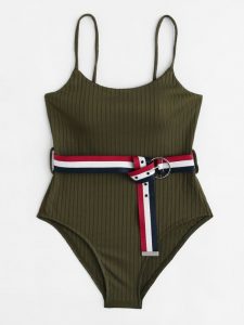 belted swimsuit