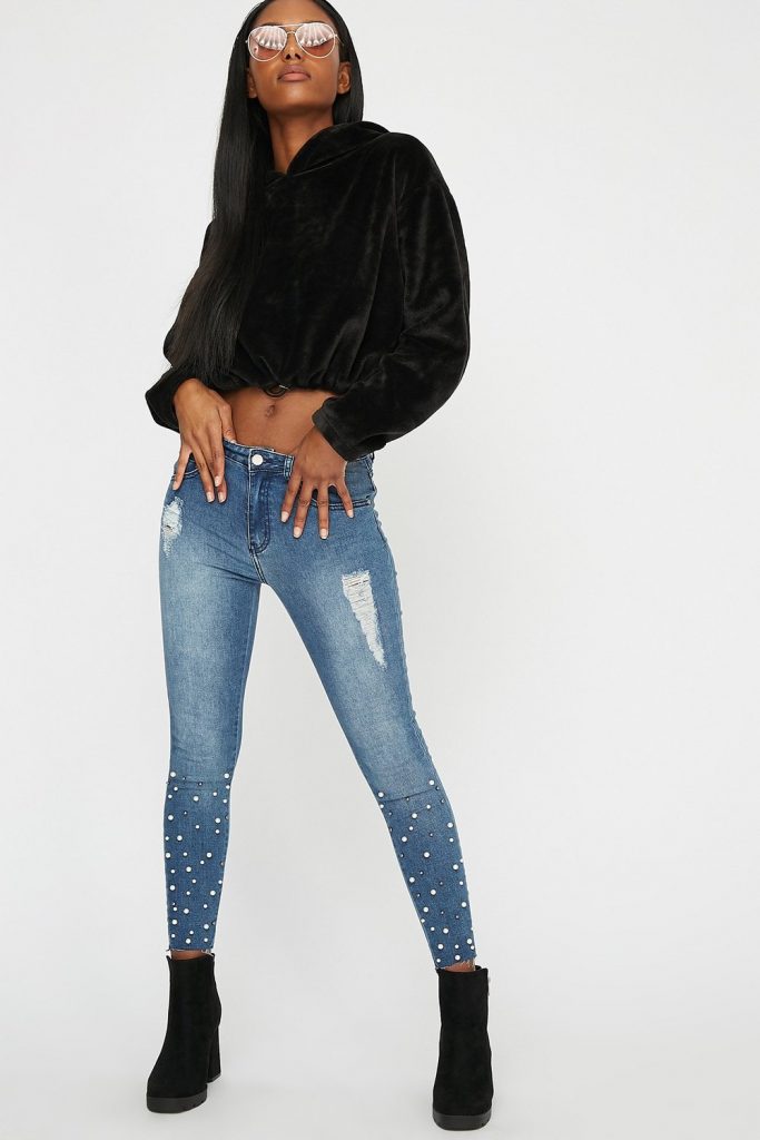pearly denim jeans