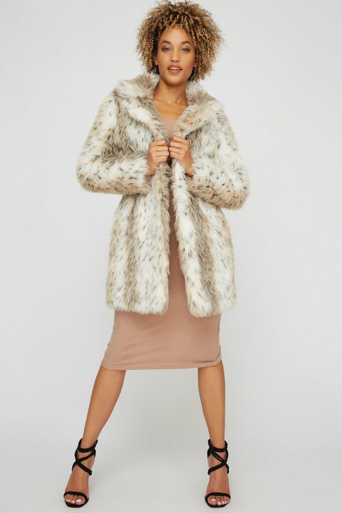 faux-fur polka dot coat