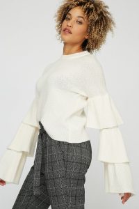 layered ruffle knit sweater