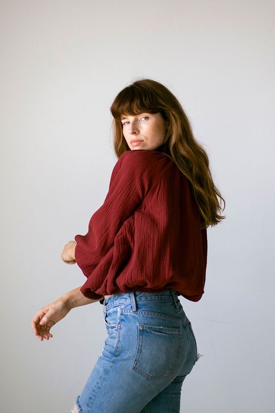 red pear blouse