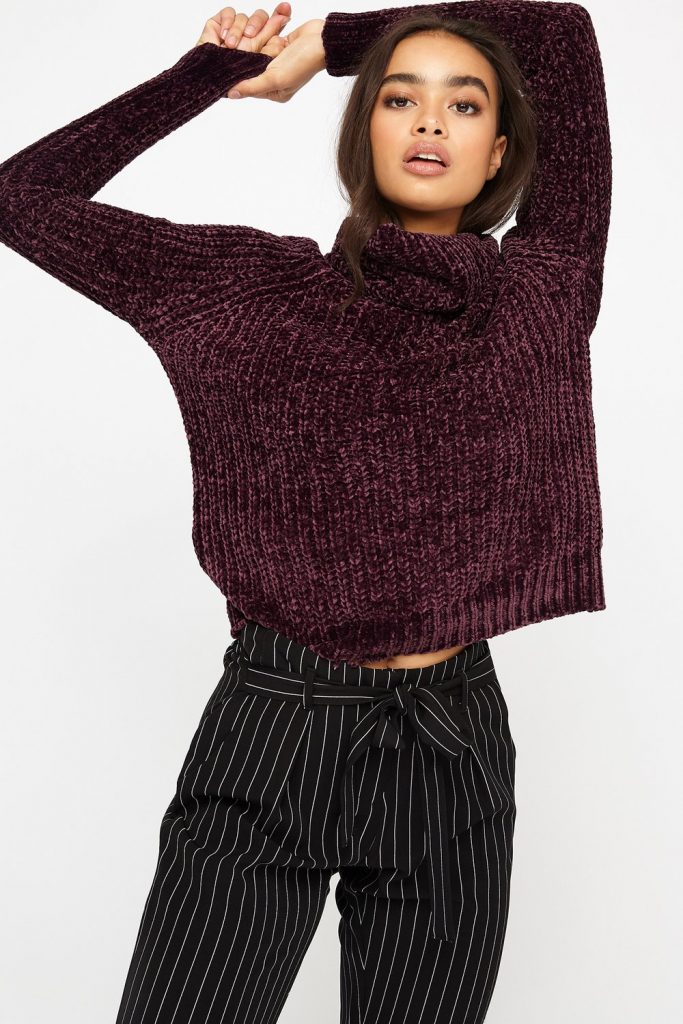 turtleneck ribbed knit sweater