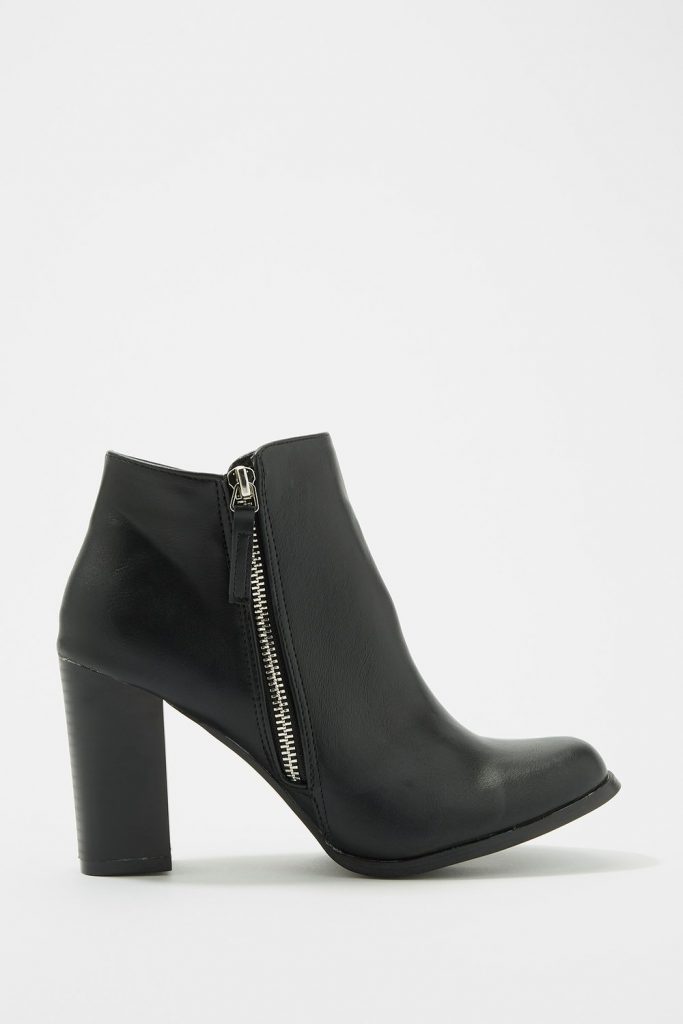faux-leather block heel bootie