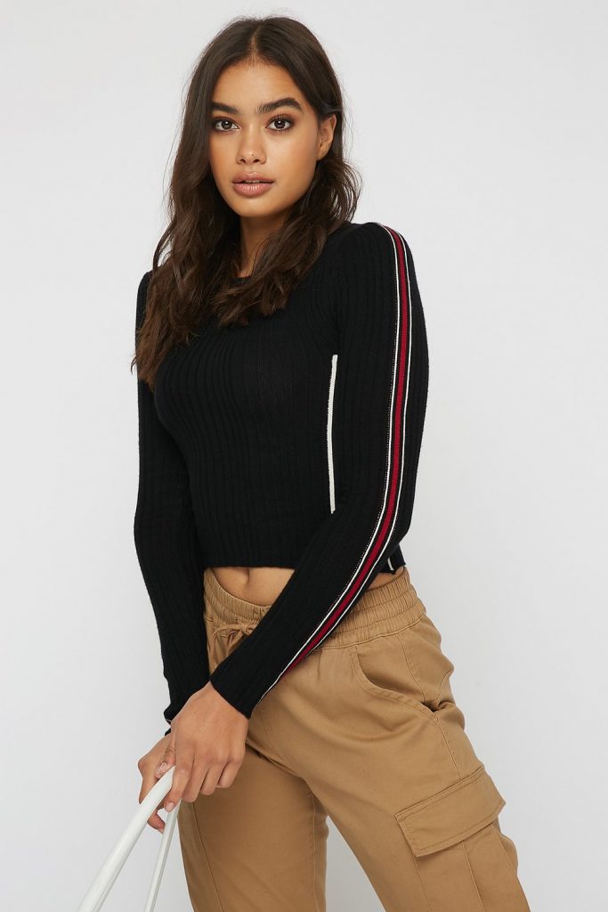 side stripe ribbed sweater