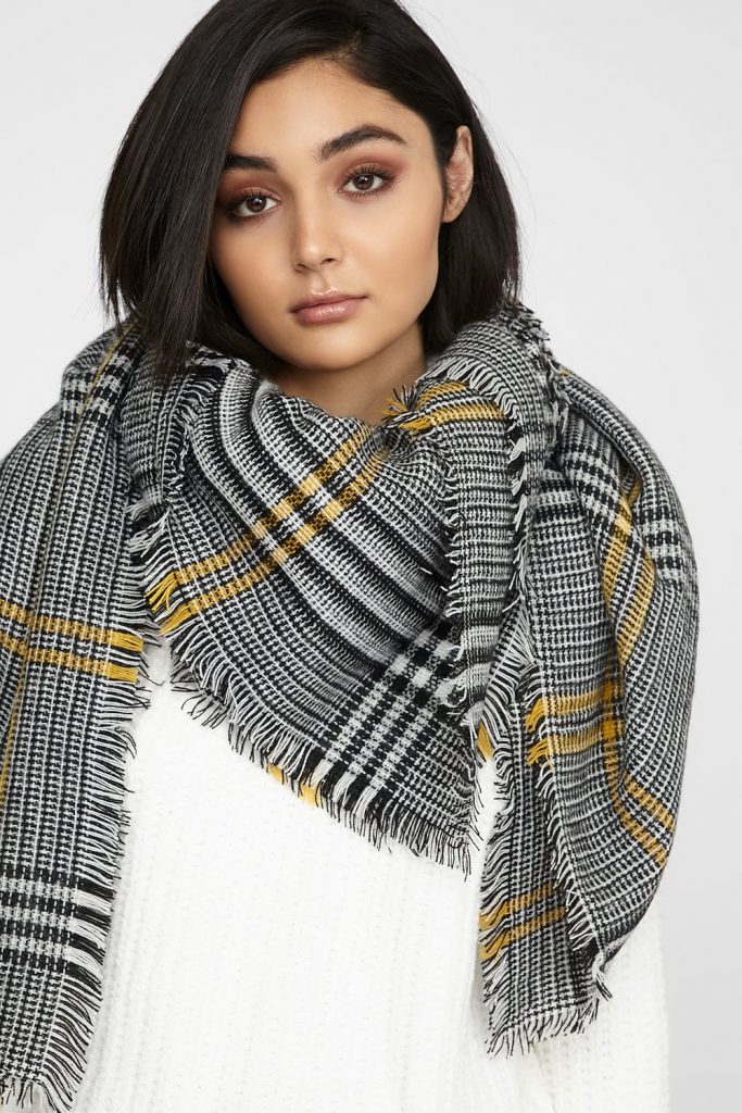 knit plaid scarf