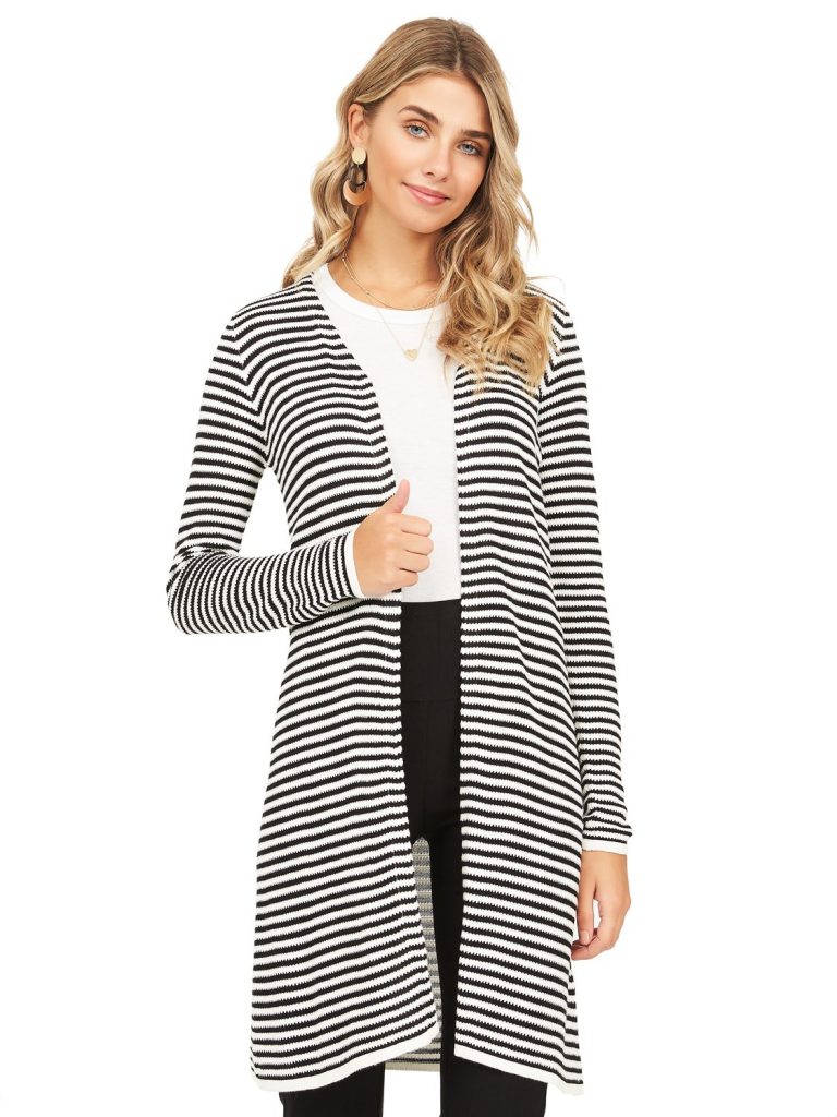 striped sweater knit duster